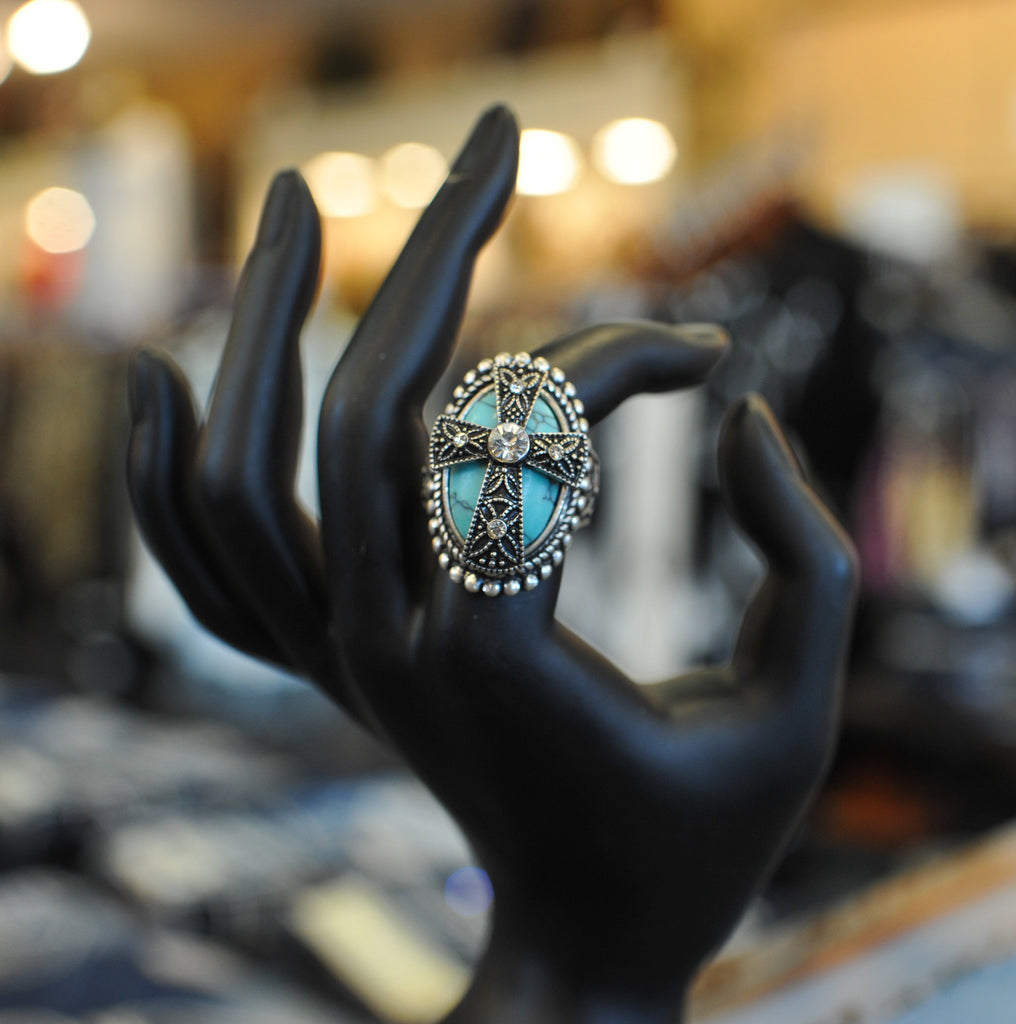 Turquoise store Cross Ring