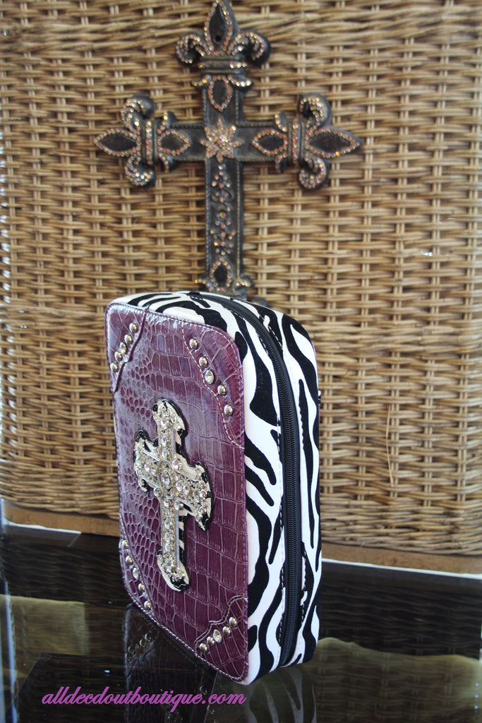 Lime Green and Zebra Print Embellished Bible Cover