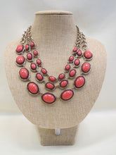 ADO | Coral Beads & Gold Chain  3 Stand Necklace - All Decd Out