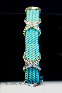 ADO | Turquoise Stretch Bracelet with Embellished Crystal Design