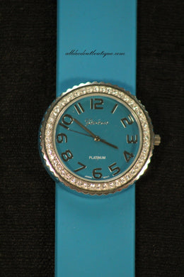 Blue/Blue Clear Rhinestones | Silicone Snap Band