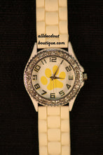 White/White Yellow Paw Clear Rhinestones | Silicone Band - All Decd Out