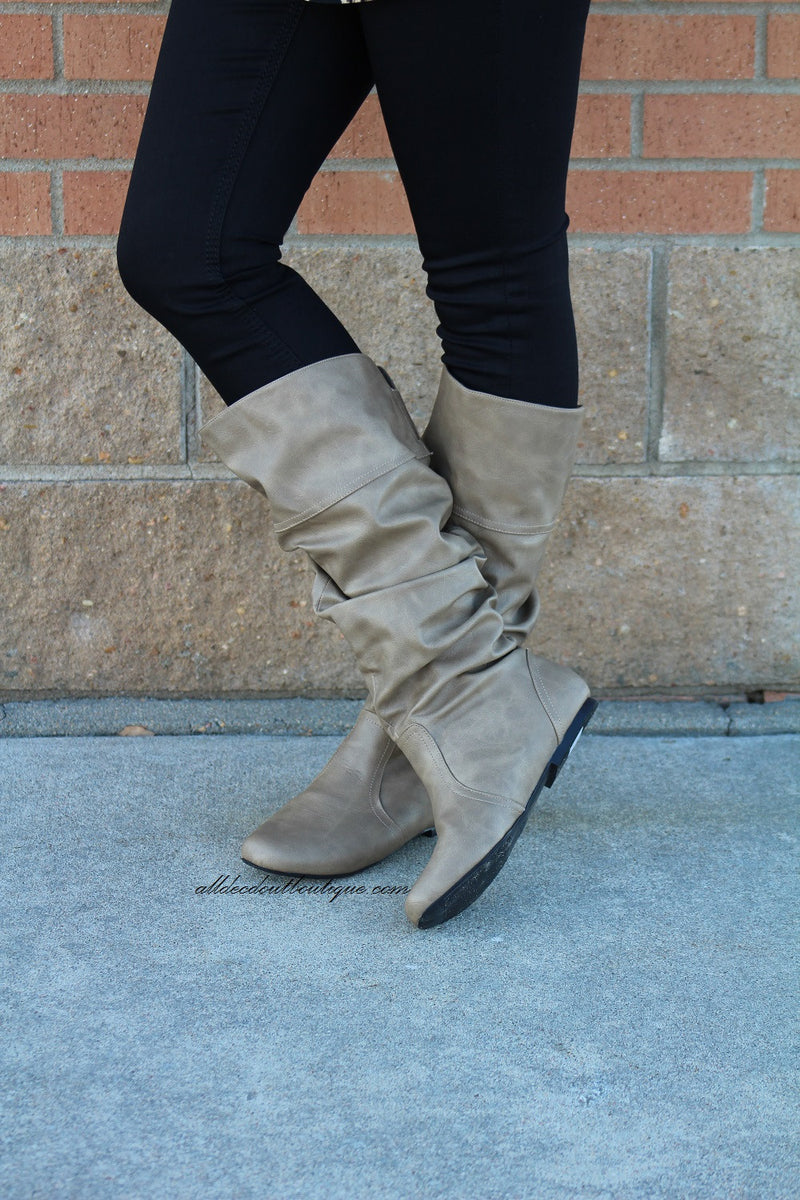 Taupe mid sale calf boots