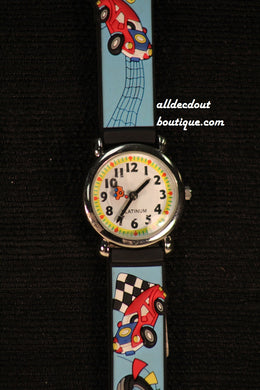 Blue/White Race Cars | Silicone Band - All Decd Out