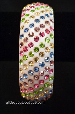 ADO | White Bangle Bracelet with Multi-Color Jewels