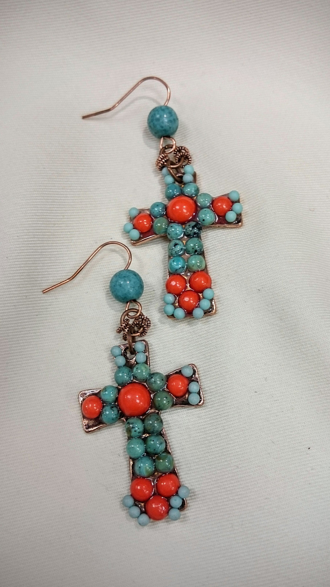 Beaded on sale cross earrings