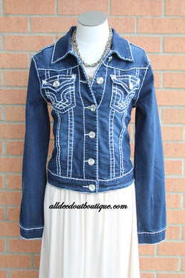 L.A. Idol | Dark Denim Jacket With Diamonds