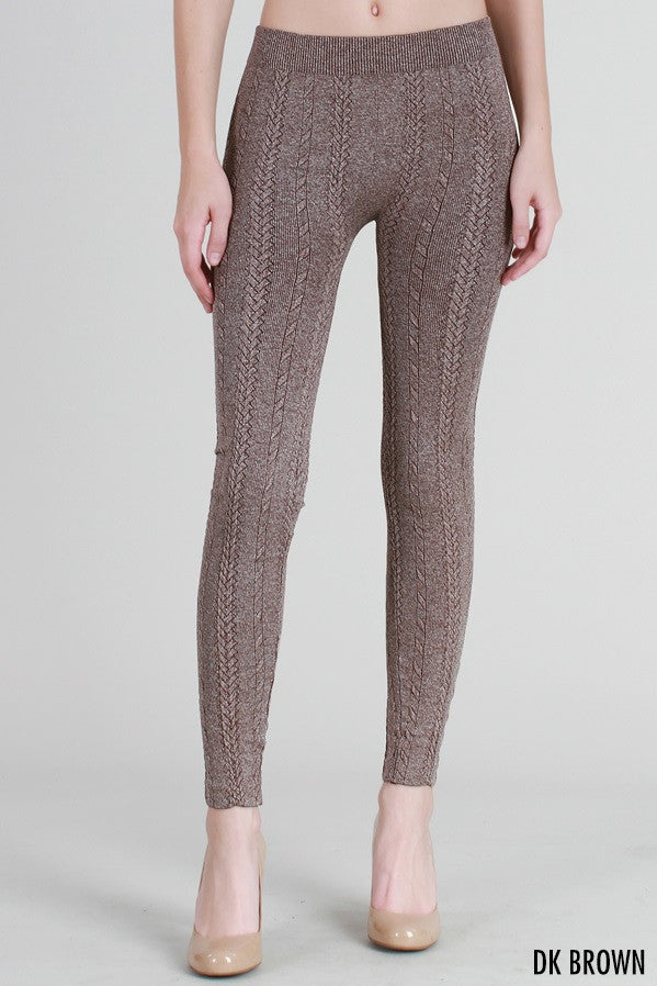 Niki Biki Knit Braid Sweater Leggings Dark Brown