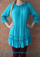 Urban Mango | Turquoise with Ruffle Trimming Blouse
